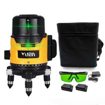 YUDN 자동 레이저 레벨기 그린 라이트 거리 측정기 휴대용, 독일기술 2라인(베터리2개)+낙하방지 포장