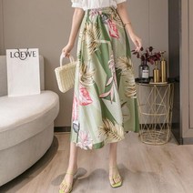 BK플라워 주름 밴딩 맥시 롱 스커트 A라인 봄 여름 쉬폰