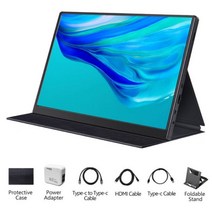 서브 보조 모니터 소형 15인치초경량 휴대용 모니터 PC 노트북 Xbox PS4/5 스위치용 IPS 모바일 디스플레, 01 Black_04 미국 플러그