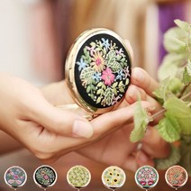 휴대용 자수 양면 거울 패키지 집콕 취미생활, 오렌지