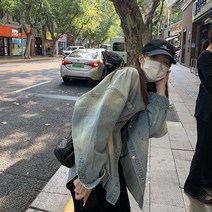 봄 가을 여성 데님 셔츠 점퍼 자켓 코트 루즈핏 여자 숏 청 잠바 자켓 가디건