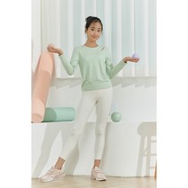 요가피기 YP50322 숄더 라인 컷 오프 롱 슬리브 민트멜란지