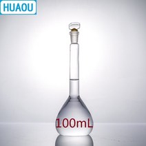 HUAOU 100mL 부피 플라스크 등급 A 중성 유리 졸업 마크 마개 포함 실험실 화학 장비