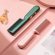 미니 USB 무선 스트레이트 빗 스트레이트 양용 휴대용 충전 남자 스타일 빗 헤어 스트레이트 빗, 녹색 [플러그인], 하나