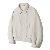 TRILLION 코튼 트윌 리벳 블루종 집업 자켓 (CREAM) COTTON TWILL BLOUSON ZIP-UP JACKET (CREAM)