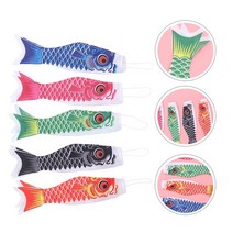 코이노보리 5pcs 바람 깃발 일본 스시 장식 windsock 잉어 정원 windsock 일본 잉어 깃발 koinobori flag, 무작위 색상, 37x10cm