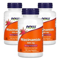 나우 푸드 비타민B3 나이아신 아마이드 니아신 Niacin 500mg 베지 캡슐 1개 2개 3개 채식 비건, 100정