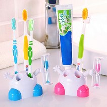 모래시계 칫솔꽂이 욕실 양치 칫솔 거치대 세트, 꾸팡 1-모래칫솔꽂이-핑크