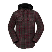 Volcom 남성용 스탠다드 필드 단열 플란넬 후드 스노우보드 셔츠 재킷 정품보장