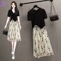 셀럽당 여름 a라인롱스커트 세트 반팔 스커트 세트 F00691