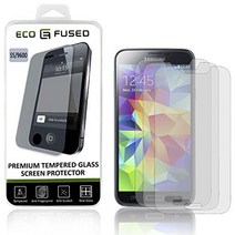 Eco-Fused Premium Tempered Glass Screen Protector Compatible with Samsung Galaxy S5 – 3 Glass Screen, 1, 3 Pack