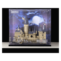 호그와트성 투명 케이스 레고 전시장 진열장 보관함, 무접착 솔리드 원목 베이스 스프레이 페인팅