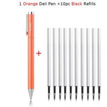 샤오미-델리 메탈 젤 펜 롤러볼 Caneta 볼펜 0.5MM 서명 사무실 학생용 비즈니스 문구 용품, [16] with 10Black Refill