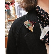 Handmade. 고풍스런 루비조이사이트 플라워 브로치