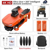 프로페셔널 GPS RC 드론 L800 PRO 2 4K HD 듀얼 카메라 5G 와이파이 3 축 짐벌 360 ° 장애물 회피 기능 쿼드콥터 완구, Orange OA 4K Dual 2B