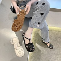 T 메쉬꼬임 플랫굽 스트랩 피셔맨 샌들 1.5cm