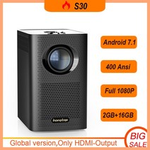 공간빔 초단초점빔프로젝터 프로젝트 미니빔 매니아 HONGTOP-S30MAX 스마트 4K 안드로이드 와이파이 휴대용 10 0P 홈 시어터 비디오 D 블루투스 미니 프로젝터 안드로이, 01 S30 Black_01 EU 플러그