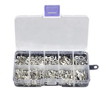 320Pcs 10 1 터미널 비 절연 링 포크 U 형 황동 터미널 구색 키트 케이블 전선 커넥터 크림프 스페이드, 하나, 은