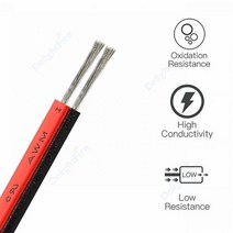 구리선 구리철사 열선 전선 2 핀 LED 스트립 커넥터 케이블 SM JST 28 26 24 AWG 주석 도금 구리 와이어 장난감 자동차 배터리 태양 전지 패널용 와이어, [01] red-black, [04] 10m, [07] 16AWG