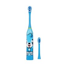 Azdent 핫 양면 어린이 전기 칫솔 만화 패턴 치아 브러쉬 머리 2 pcs 교체 머리와 아이들을위한, (173)파란