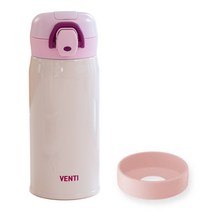 벤티 유치원 초등 원터치 보온병+실리콘바닥커버 세트, 샤인핑크