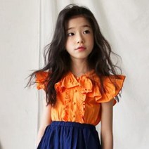 해외직구 2020 소녀를위한 중순 롱 레드 블루 스커트 십대 스커트 소녀 키즈 엄마와 딸 의류 봄 여름 가을 학교 옷, 8, 주황색