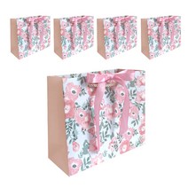 리드홈 리본매듭 플라워 선물포장 쇼핑백 5p, 옐로우