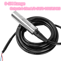 스마트 수위 센서 물 탱크 액체 깊이 레벨 미터 0-5M 범위 4-20Ma 0-10V Rs485 출력, 01 1m range 5m cable_04 RS485