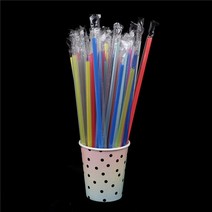 파티 용품 100Pc 투명 개별 포장 음료 PP 빨대 파티 용품 일회용 플라스틱 생일 축하, 02 color