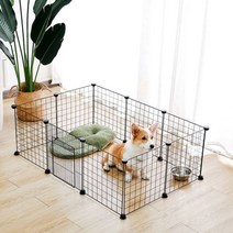 작은 동물 케이지 접이식 애완견 놀이 틀 상자 울타리 강아지 개집 집 운동 훈련 케이지 강아지 새끼 고양, Black with door_6pcs