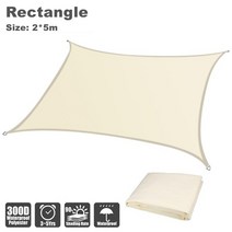 야외 트리이앵글 그늘막 옥상 방수 수영장 사각형 차광막 썬 쉐이드 300d 태양 그늘 돛 직 양산 돛 정원 차양 테라스 돛, 베이지 2x5m