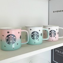 스타벅스 그라데이션 도자기 머그 컵 355ml (3color), 화이트+민트
