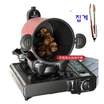 집게포함 통돌이오븐 자동회전 삼겹살굽는기계 바베큐구이 캠핑, 빨강색 집게포함