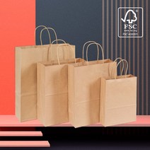 자동 종이쇼핑백 친환경 트위스트 종이가방 크라프트, 특소형C-UXS(18x11x23.5), 50장