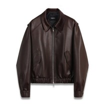 DOFFJASON 오버핏 비건레더 보머 자켓 (브라운) Overfit vegan leather bomber jacket (brown)
