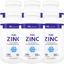 [미국빠른직구] 마이라이프 내추럴스 퓨어 징크 아연 50 mg 240 야채캡슐 6병, 240정, 6개