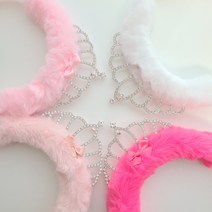 여아 화동 공주 퍼 왕관 머리띠