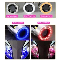 YSY 블루/레드 엔젤 아이 H4 LED 오토바이 헤드 라이트 Ba20d HS1 H6 스쿠터 오토바이 헤드 램프 전구 DRL, [2] BA20D, [1] Angel eye red