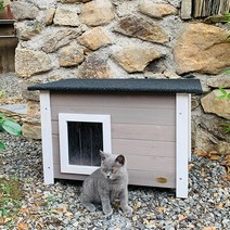 야외 단단한 나무 고양이 집 길냥이 둥지 방수 실내 실외 개집 토끼 케이지 하우스, 01.A타입
