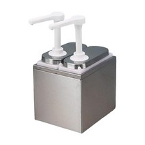 조미료 펌프 디스펜서 소스 디스펜서 펌프 1.4L 용량 샐러드 수동 소스 시럽 샐러드 조미료 상용 소스 펌프, 네 머리, 다중, 스테인레스 스틸, 1개