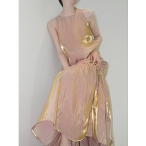 금드레스 루즈 파우더 미니멀한 교수형 목과 어깨 컷 민소매 스 트리머 요정 드레스