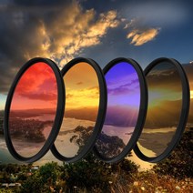 4인 1 그라디언트 그레이 + 블루 레드 오렌지 컬러 렌즈 필터 37 40.5 46 49 52 55 58 62 67 72 77 82 mm, 12 37mm