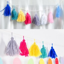 LUV856013파스텔수술파티가랜드/태슬가랜드/태슬장식/수술가랜드/DIY/백일/이벤트장식/파티장식/생일장식/생일파티/파티용품, 파스텔수술파티가랜드