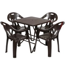 지오리빙 창신 라탄테이블 의자 세트 야외테이블세트, (창신)사각+팔걸이의자/브라운