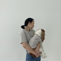 해피댕댕 커플룩 베어스트라이프티 강아지티셔츠 애견의류 개플룩 S - 2XL, 옐로우