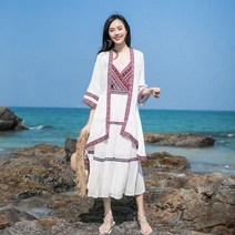 다사자w5975 나시원피스 로브가디건 세트 보헤미안원피스 린넨원피스 롱원피스 여성원피스