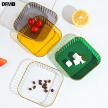 DFMEI 격토골접시 PET 투명 간식 과일 소접시 실리콘 트레이, 검푸른 【8개입+수납대】