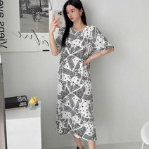 미라클세븐 M7 여자 페이즐리 반팔 가족여행 SS 이지 롱원피스