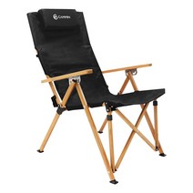 캠민 각도조절 캠핑 폴딩 경량 접이식 감성 롱 릴렉스 우드 체어 의자 휴대용, 블랙(의자 베개)