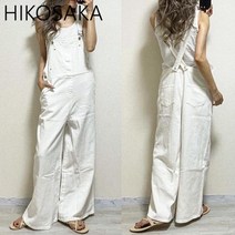 신도시룩 점프수트 여성용 루즈 와이드 레그 팬츠 하이 웨이스트 민소매 캐주얼 솔리드 롬퍼 여름